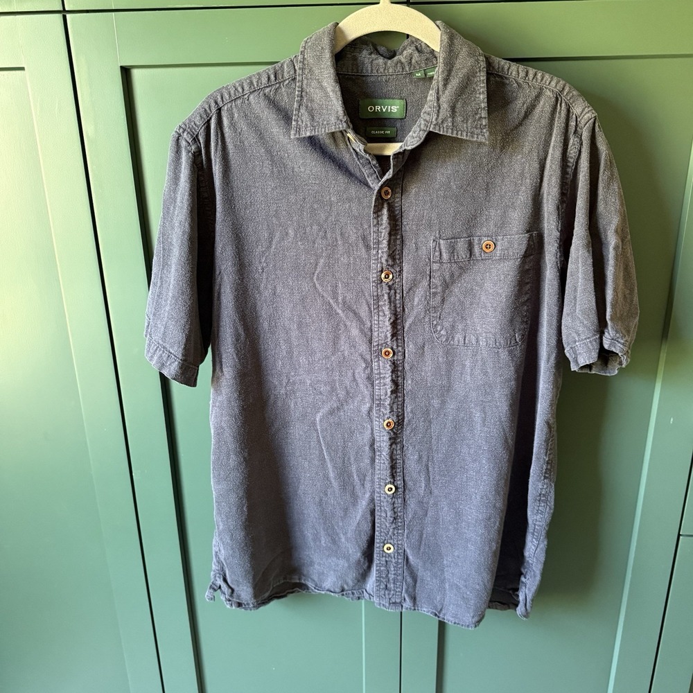 ORVIS Classic Collection Short Sleeve‎ Button -Down SHIRT Men's Size Medium Blue